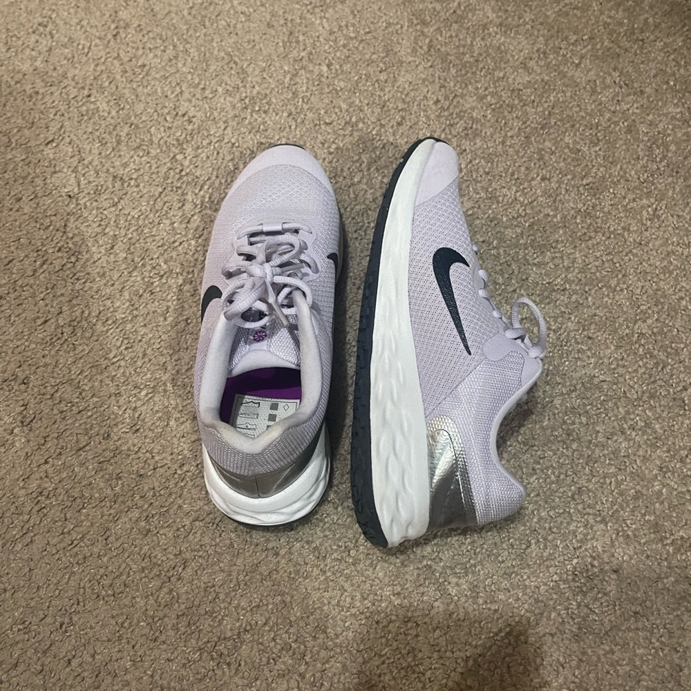 Nike Gray and Purple Athletic Shoes with Mesh Upper
